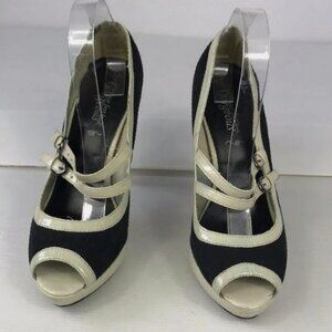 Black and cream punk stiletto heels shoes